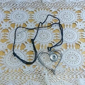 Snap Jewelry metal heart on Cord Necklace
